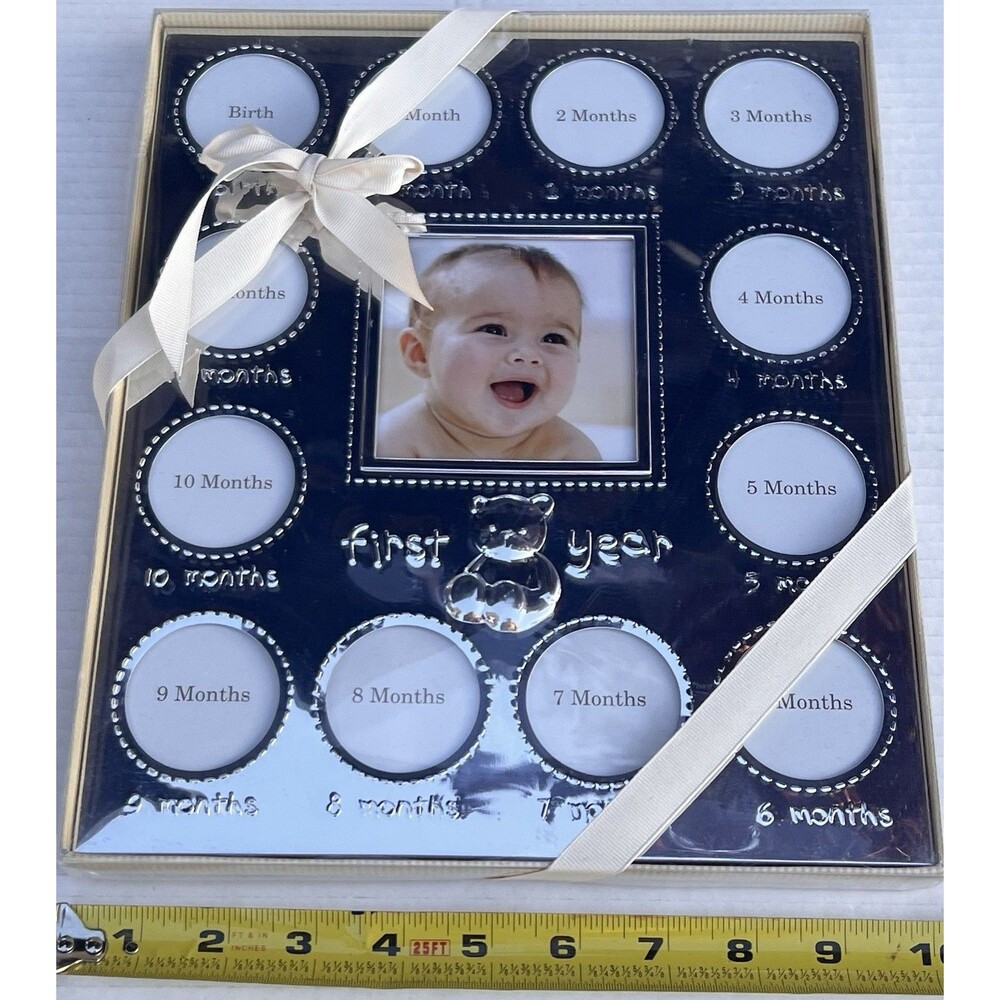 Child of Mine by Carter’s First Year Baby Photo Frame 12 Month Silver Teddy Bear